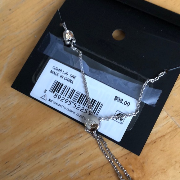 Coach Silver Tone Slider Bracelet Gold Tone Pretzel Charm Crystal Accent NWT - Picture 8 of 14